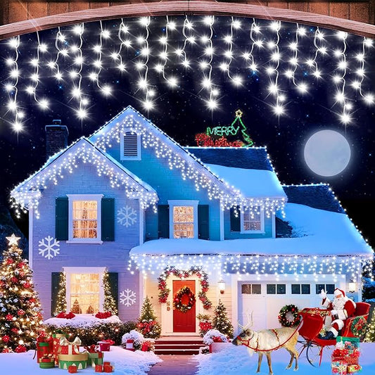 131FT Christmas Lights Outdoor 1440 LED Christmas Decorations Waterproof Plug in with 8 Modes & Timer Christmas Lights for Roof Party Garden Holiday Decor (Cool White)