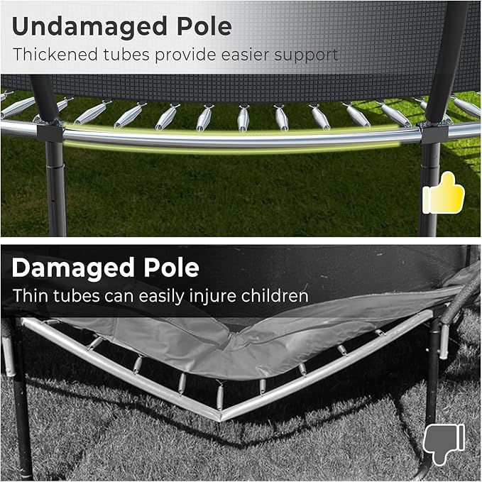 Lyromix 12 14 15 16FT Outdoor Trampolines for Kids and Adults, Pumpkin Trampolin with Curved Poles, Recreational Trampolin with Basketball Hoop and Safety Enclosure Net for Kids and Adults
