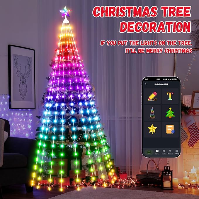7.5FT LED Smart Christmas Tree - Outdoor & Indoor Lighted Christmas Tree Decorations Christmas Cone Tree App Control Color Changing Light for Yard & Garden
