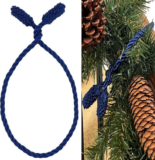 Haute Decor Decorative Garland Ties, 6 Pack, 20 inches (Blue) - Hang Garland, Lights, Christmas and Hanukkah Decorations