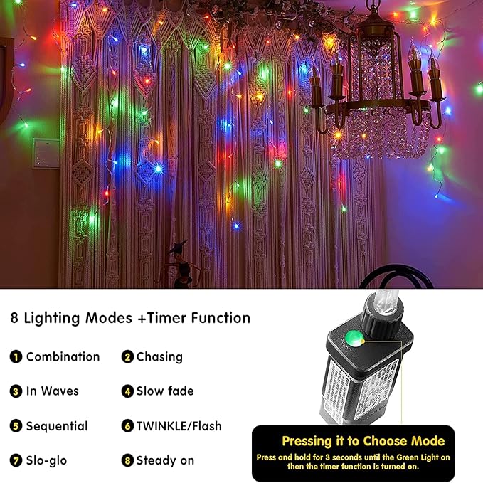 Led Christmas Lights Outdoor Christmas Decorations Hanging Light 400LED 8 Modes 75 Drops, Waterproof Outdoor Indoor Fairy Christmas Lights for Party, Holiday, Wedding, Eaves Decorations (Multicolor)