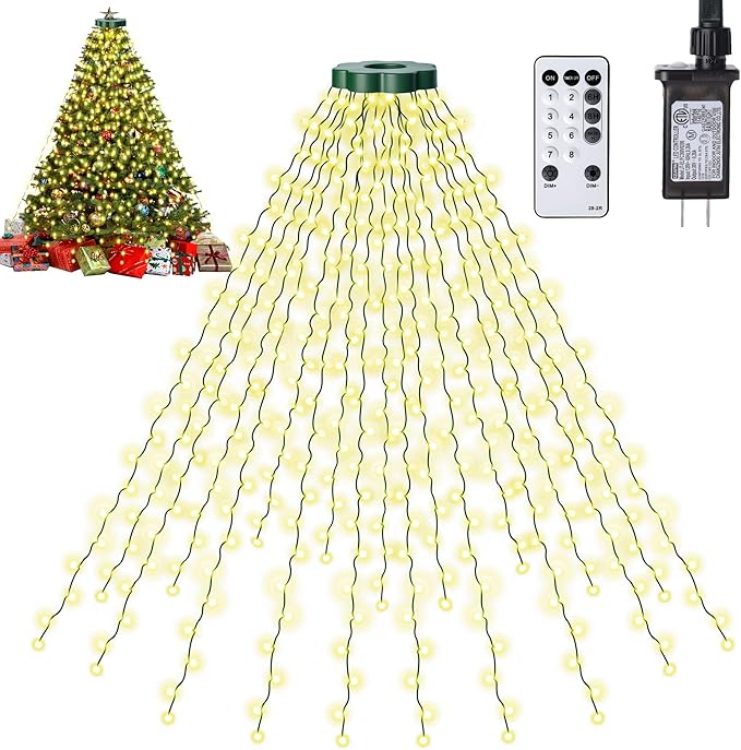 Christmas Tree Lights - 400 LEDs 6.6FT x 16 String Lights with Memory Function & 8 Modes, Fairy Lights with Remote Control & Timer for Christmas Tree Decorations - Warm White
