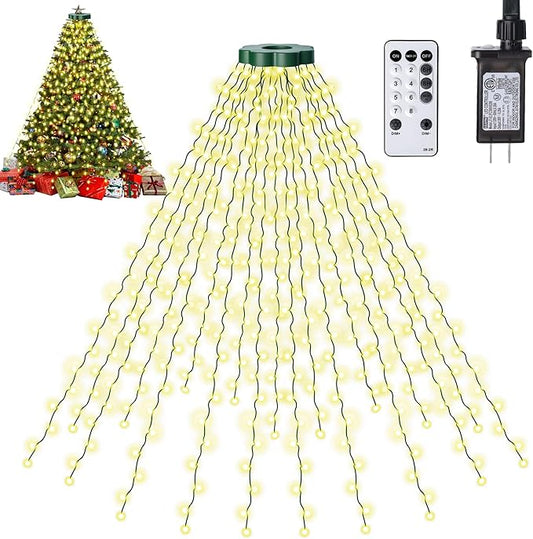Christmas Tree Lights - 400 LEDs 6.6FT x 16 String Lights with Memory Function & 8 Modes, Fairy Lights with Remote Control & Timer for Christmas Tree Decorations - Warm White