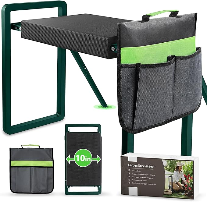 seasky Foldable Garden Kneeler and Seat, Anti-Tipping Gardening Bench Widened Thick Soft Kneeling Pad£¬Heavy Duty Gardening Stool with Garden Tool Bag, Gardening Gift for Women(Without Gloves)