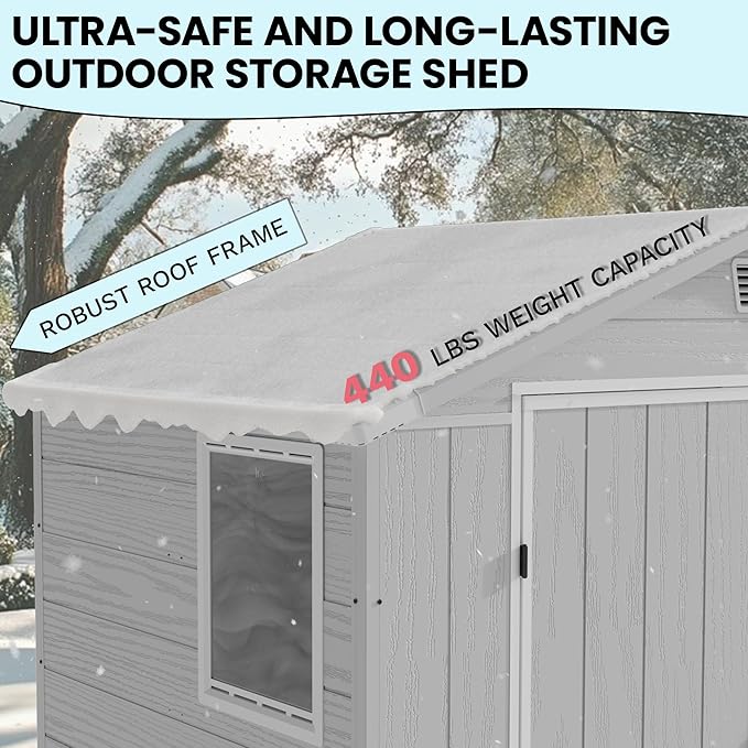 Devoko 6x4 FT Plastic Outdoor Storage Shed - Lockable Resin Tool Shed with Window & Floor - Easy Assembly for Garden, Backyard