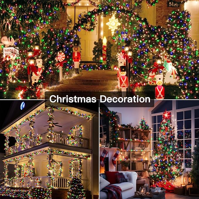 Christmas Lights Outdoor 1000LED 328FT, Multicolor Fairy Lights IP67 Waterproof, Plug in String Light with Remote 8 Modes Timer, Xmas Light for Outside Indoor House Tree Decorations