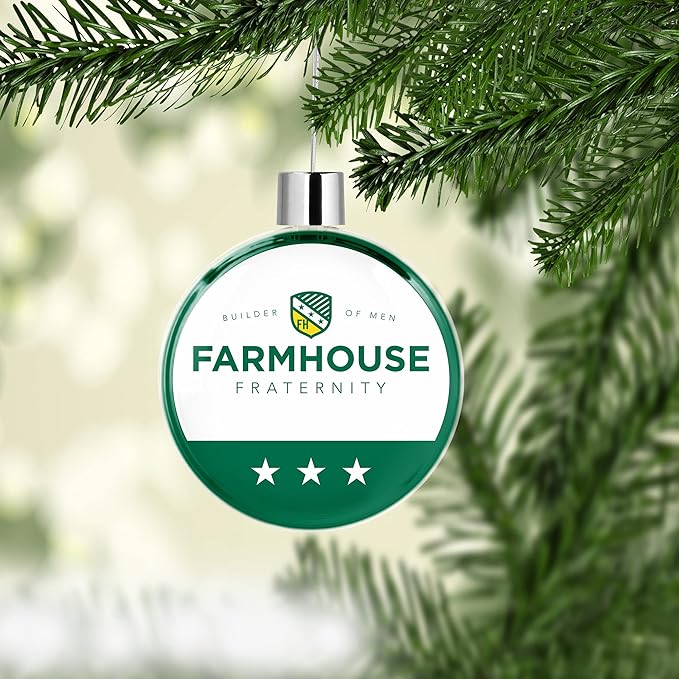 Farmhouse Round Flat Christmas Tree Ornament Decoration for Tree Party Home Holiday Decor (Farmhouse 2)