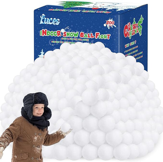 Luces 200 PCS Snow Balls for Fight Indoor, Plush Fake Snow Balls, Soft White Balls for Toss Game Outdoor Indoor, Parent-Child Interactive Activities Snow Decorations
