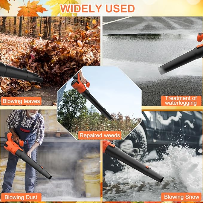 Cordless-Leaf-Blower-Portable dust Cleaner Handheld-Turbo-Jet blower-650CFM/650000PRM Electric Leaf Blower with 2 X 4.0Ah Batteries and Charger, 3 Speed Modes, Brushless Motor for Patio Cleaning Lawn