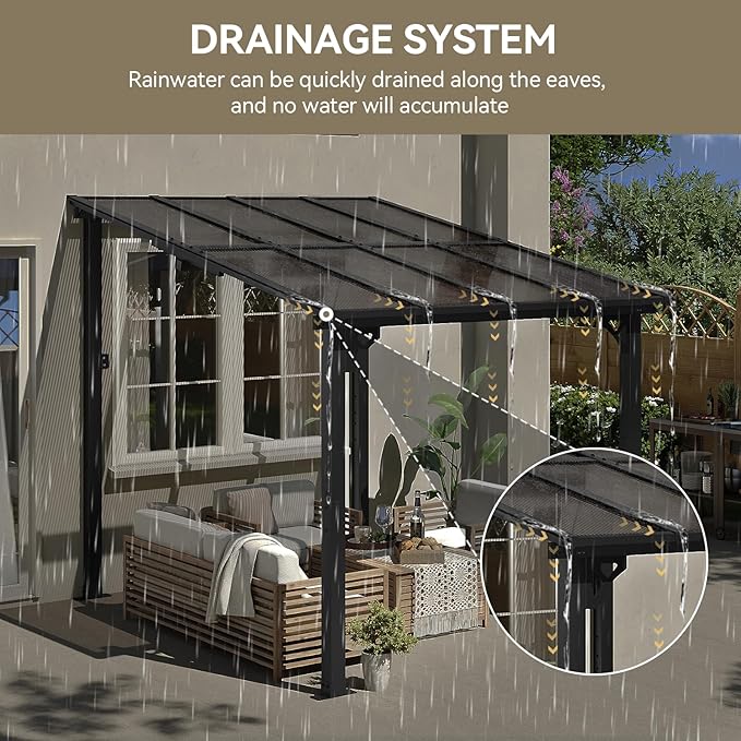 Aoxun 8’x10’ Gazebo, Wall Mounted Gazebos Pergola on Clearance, Outdoor Patio, Large Wall-Mounted Heavy Duty Awnings for Patio, Decks, Backyard (Black)