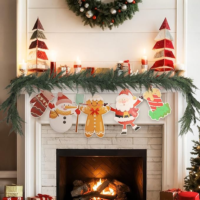 Norfolk Pine Christmas Garland - Real Touch Pine Garland, Green Artificial Greenery Garland for Holiday, Fireplace, Mantle, Window, Stairs, Indoor, Outdoor Décor (180cm - Encrypted A)