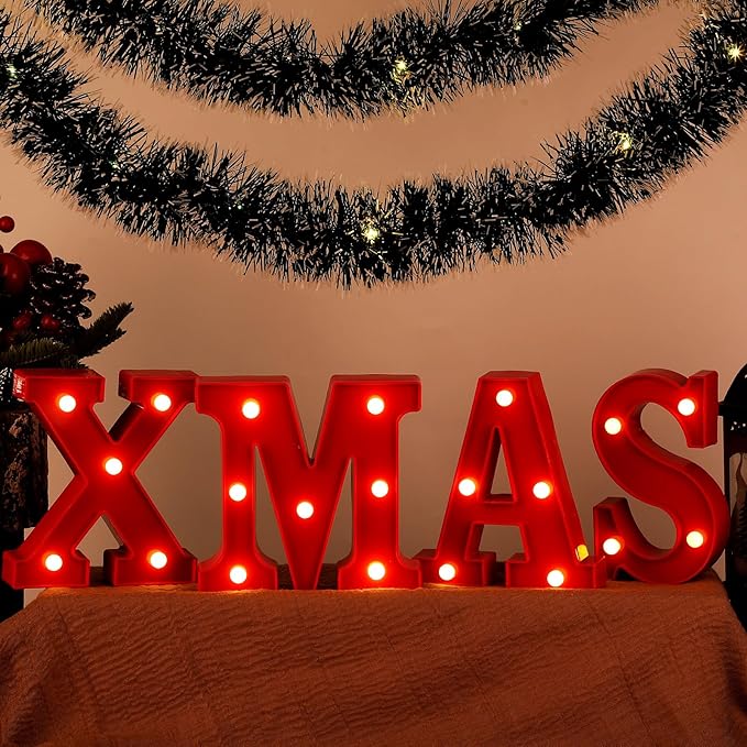 VIHOSE LED Letter Lights Sign - Battery Powered Letter Lights for Home Bar, Bedroom, Tabletop Decoration - Gift (Xmas)