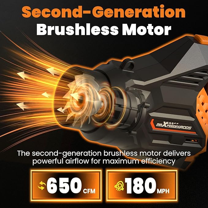 maXpeedingrods Leaf Blower Cordless, 650CFM Electric Leaf Blower with 2 x 4.5Ah Batteries & Fast Charger, 180¡Æ Deformation Blower, Lightweight Leaf Blower for Lawn Care, Garden, Patio & Outdoor Clean