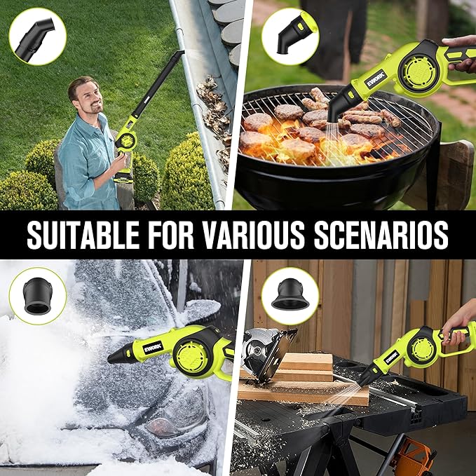 EWORK Small Leaf Blower Cordless 21V Powerful 130CFM/200MPH Mini Electric Leaf Blower with Battery and Fast Charger, Lightweight Leaf Blowers for for Lawn Care, Patio, Blowing Leaves