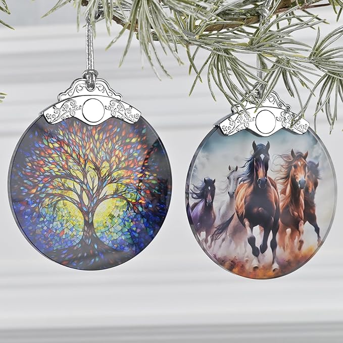 2025 Ornaments for Christmas Tree - Stained Glass Tree of Life Holiday Decor - Christmas Ornament and Gift Idea for Mom, Gift Exchange