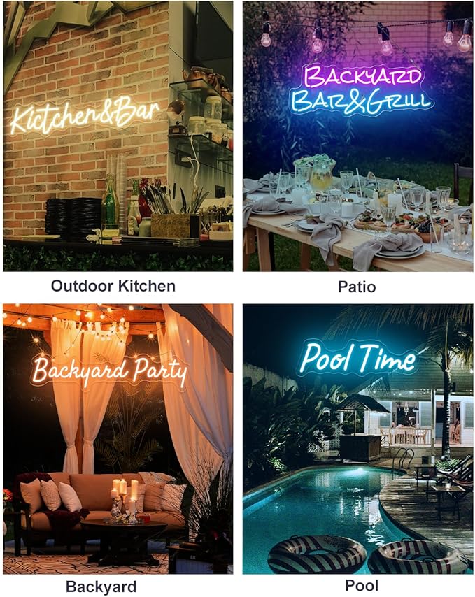 DUNACO Large Custom Outdoor Neon Sign, Personalized Neon Signs Waterproof for Backyard, Outdoor Neon Signs Customizable Dimmable LED Light for Wedding Patio Pool Oasis Party Business