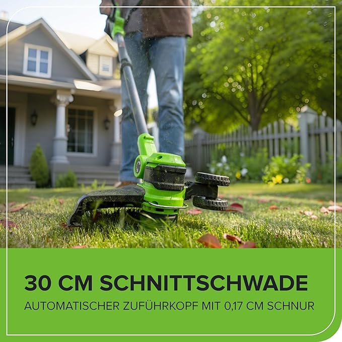 Greenworks 24V 12 Cordless String Trimmer/Edger (Includes 20 Blades), 4.0Ah Battery and Charger Included