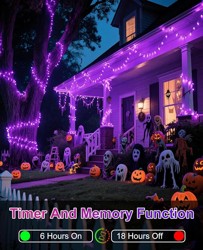 40FT 120 LED Christmas Lights Outdoor, Purple Christmas String Lights for Outside Waterproof, 8 Modes Connectable Christmas Tree Lights for Indoor Bedroom Tree Patio Holiday Decorations