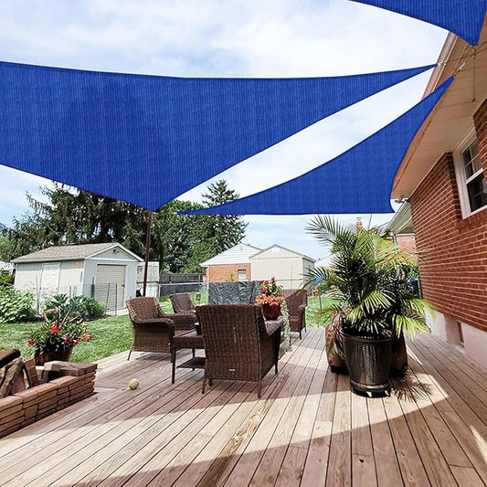 Patio Paradise 28' x 28' x 28' Sun Shade Sail Triangle Canopy Shade Cloth Fabric Sunlight Block Patio Pergola Cover HDPE Deck Awning for Outdoor Backyard Roof Shading, Blue