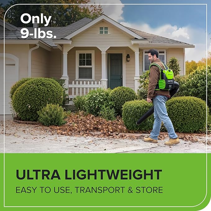 Greenworks 40V (660 CFM / 165 MPH) Brushless Backpack Leaf Blower, Commercial-Grade Power for Yards, Driveways, Patios, Includes 5.0Ah Battery & 5A Rapid Charger