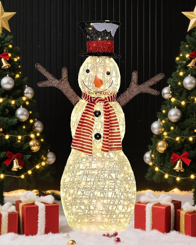 44'' Christmas Outdoor Lighted Snowman Yard Xmas Decorations Indoor or Outdoor Holiday Decoration Figure Light up Snowman for Party Festival Decor Indoor/Outdoor Garden Lawn and Front Yard