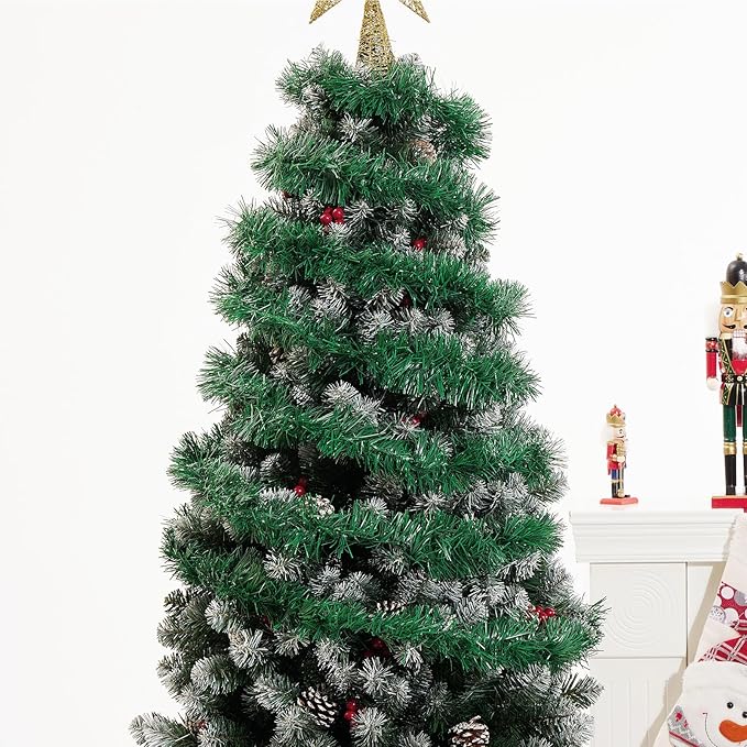 4 Pcs 50 Foot Christmas Garland for Indoor and Outdoor Decor -Thick & Fluffy Artificial Greenery Soft Garland for Fireplace, Staircase, Holiday & Wedding Decoration