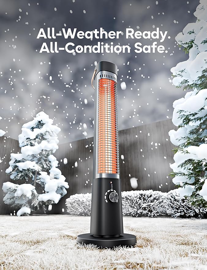 Patio Heater for Outdoor Use, Infrared Electric Outdoor Heater, 1500W Instant Heating, 60-Degree Oscillation, 9 Heat Levels, 9H Timer, Remote, for Garage, Backyard, Large Room, Indoor, 32.2¡±, Jet