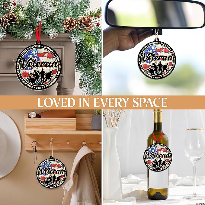 FLAGWIX Army Christmas Ornaments for Patriotic - Suncatcher Army Ornaments for Christmas Tree Decorations - Veteran Gifts for Men Women Dad Grandpa, Military Ornaments, Veterans Day Gifts Bulk