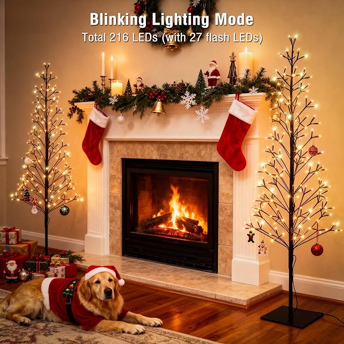 Lomotech Chritsmas Tree Lights - 216 Leds 5Ft Artificial Christmas Tree with Timer, Includes 27 Leds Twinkle Lights for Holiday, Wedding, Party, Christmas Decorations (Warm White)