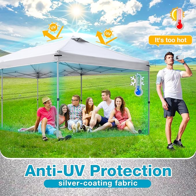 10x20 Canopy Replacement Top Cover with Air Vents for ez up Pop up Canopy Gazebo Tent, with Adjustable Strap, Waterproof & Anti-UV for Outdoor Shade (Top Only, Frame Not Included) (Off White)