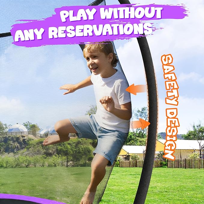 Trampoline 8FT 10FT 12FT 14FT 15FT 16FT, Recreational Trampolines with Enclosure Net and Ladder, Outdoor Anti-Rust Trampolines for Kids and Adults, ASTM Approved