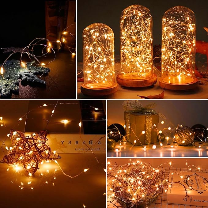 AIKEI 6 Pack LED Fairy Lights Battery Operated, Mini String Lights Waterproof 7ft 20 Led Firefly Starry Lights for Wedding Party Bedroom Garden Christmas Decoration Orange