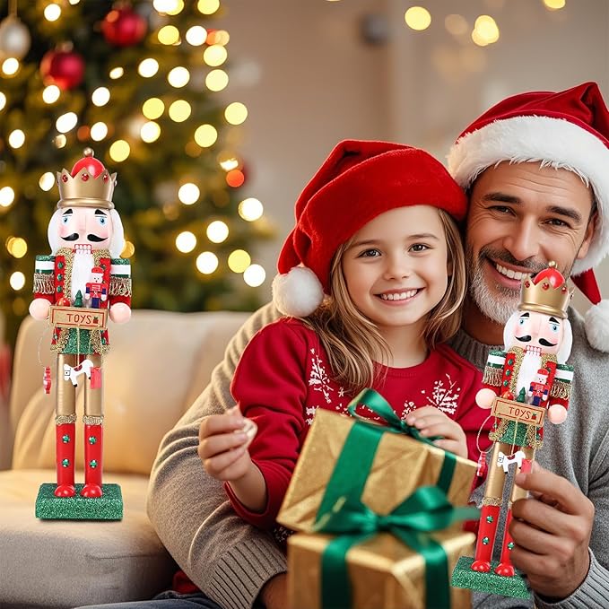Christmas Nutcracker Decoration - 15 Inch Wooden Soldier Figure Collectible Ornament for Table Desktop Home Christmas Decor Xmas Indoor Decor Red