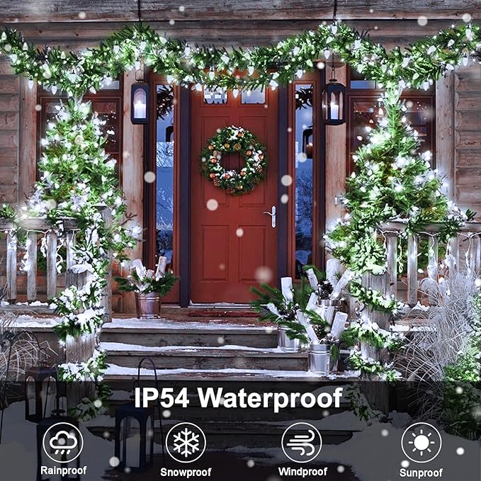 ZAIYW C9 Christmas String Lights 66ft 100 LED Strawberry Lights UL Plug C9 String Lights Green Wire Waterproof for Outdoor Roof Eaves Garden Yard Xmas Decor (Cool White)