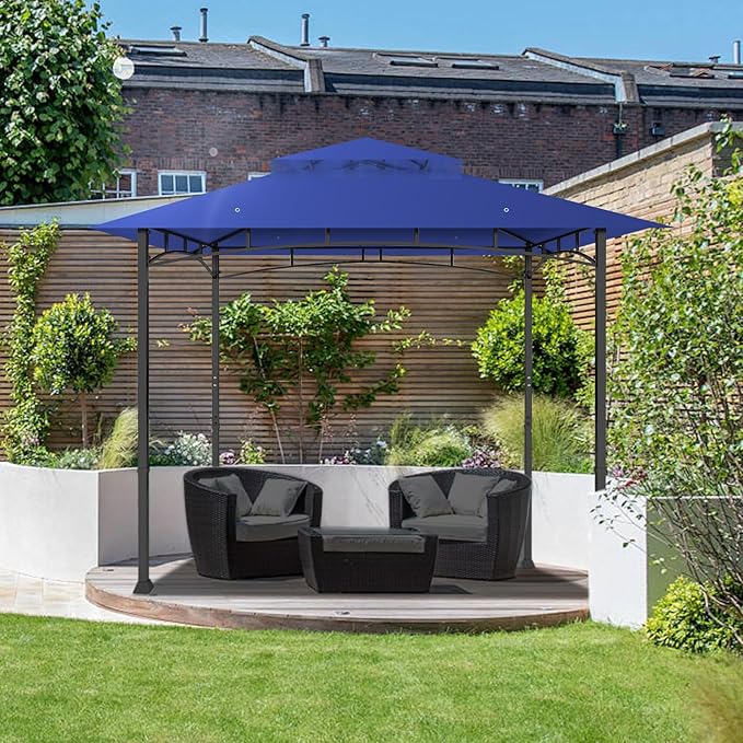 Gazebo Replacement Canopy Top Waterproof Cover, Fits Model L-GZ136PST, Double-Tiered and UV-Resistant (Blue)