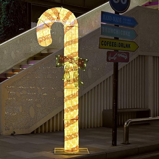Yescom 8FT Pre-Lit 660LED Christmas Candy Cane Giant 3D Lighted Outdoor Yard Decorations with Timer Function, Xmas Holiday Display Outside Large Lighting Show