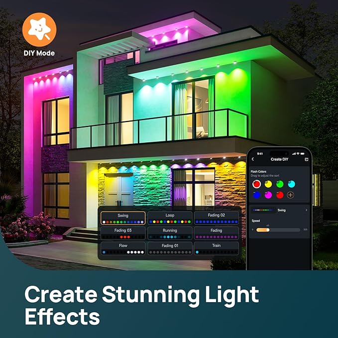 Linkind Permanent Outdoor Lights HP5,Smart AI RGBTW 150ft Christmas Lights, 85 Scenes Modes for Daily Holiday Halloween Decorations,IP67 Waterproof, Compatible with Alexa,Google Assistant
