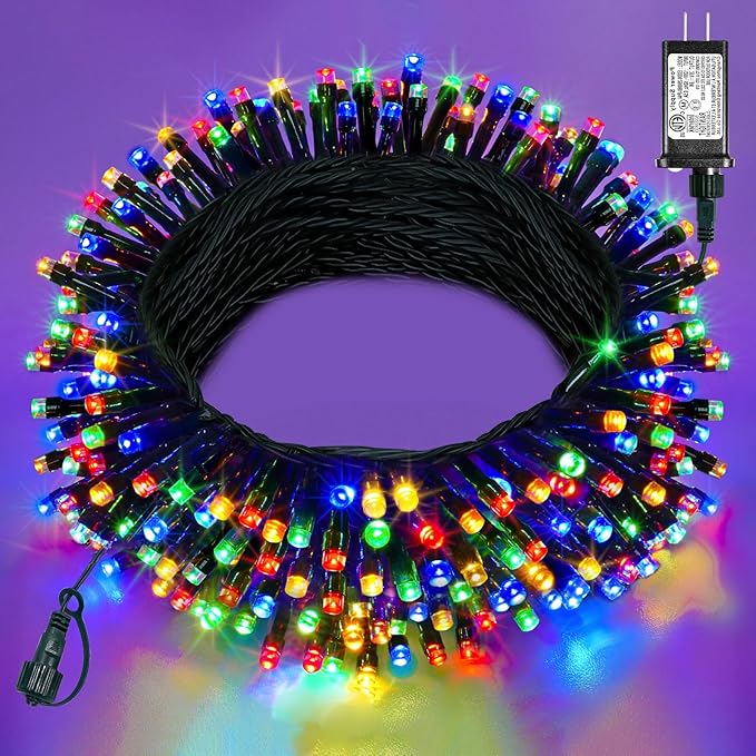 40FT 120 LED Christmas Lights Outdoor, Multicolor Christmas String Lights with 8 Modes & Waterproof, Connectable Plug in Christmas Tree Lights for Indoor House Patio Party Decorations