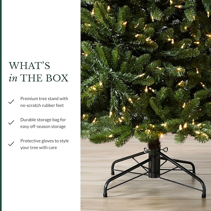 Balsam Hill 7.5 ft Pre-Lit Classic Blue Spruce - Artificial Christmas Tree with 540 Twinkly Lights, Easy Plug Technology, Premium Stand for Indoor Holiday Decorating