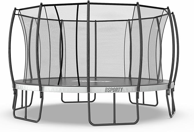 Trampoline Outdoor 10FT 14FT 16FT with Enclosure, 6 Reinforced U-Shaped Legs with Center Support, ASTM Approved, Recreational Trampoline for Kids and Adults
