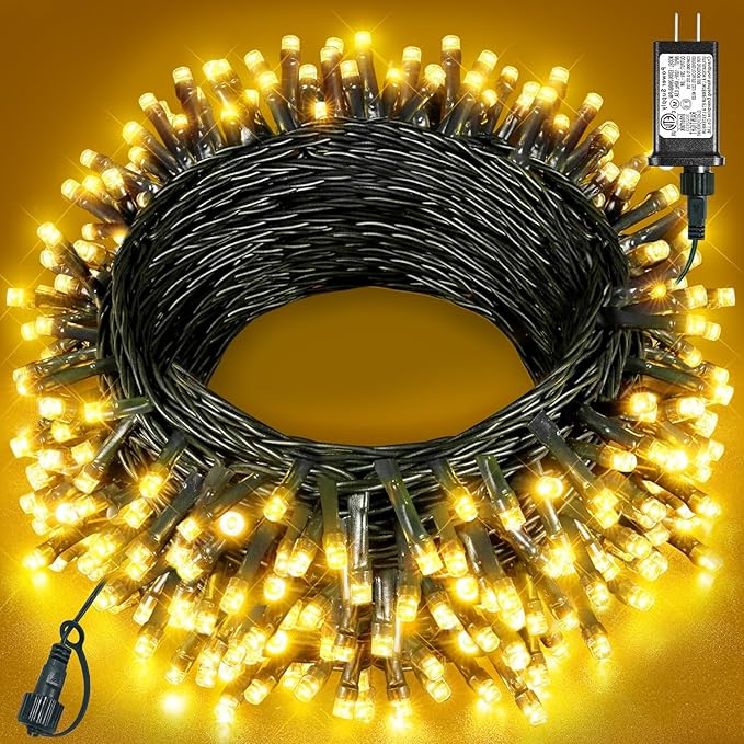 80FT 240 LED Christmas Lights Outdoor, Warm White Christmas String Lights 8 Modes, Waterproof Connectable Christmas Tree Light Green Wire for Indoor Patio Garden Xmas Party Decorations