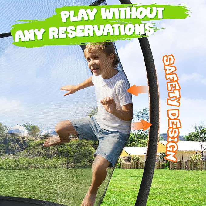 Trampoline 8FT 10FT 12FT 14FT 15FT 16FT, Recreational Trampolines with Enclosure Net and Ladder, Outdoor Anti-Rust Trampolines for Kids and Adults, ASTM Approved