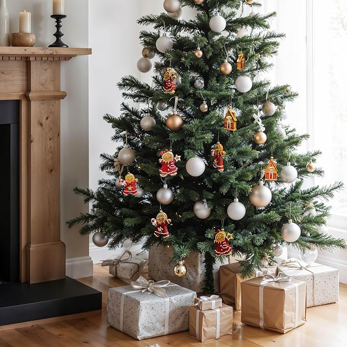 3pcs Gingerbread Christmas Tree Ornaments Set 2025 House Shatterproof Ornament 3D Decorations Indoor Unique Decor Gifts for Grandkids