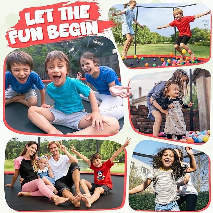 Trampoline 8FT 10FT 12FT 14FT 15FT 16FT, Recreational Trampolines with Enclosure Net and Ladder, Outdoor Anti-Rust Trampolines for Kids and Adults, ASTM Approved