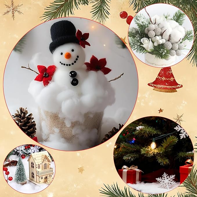 Christmas Fake Snow Fluffy Artificial Snow White Xmas Decorations for Christmas Village Displays Indoor and Outdoor Decor(12.3 oz)