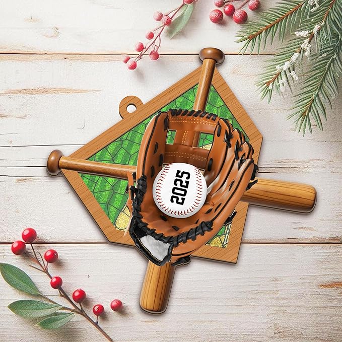 FLAGWIX Baseball Ornaments for Christmas Tree - 2D Flat (Not 3D) Suncatcher Christmas Ornaments 2025 for Tree Decorations - Baseball Gifts for Boys 12-14 and 8-12, Sports Gifts for Boys Son Team Coach
