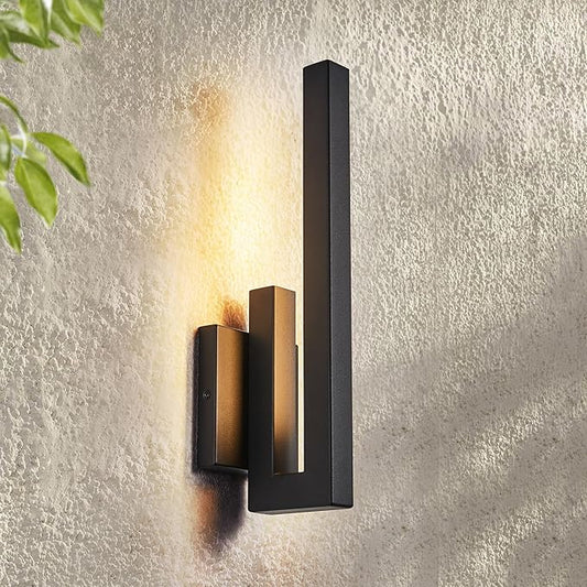 15" Ht Modern Minimalist Linear Outdoor Wall Light,3000K 13W Integrated LED,Textured Black Anti-Rust Metal,Wet Rated for Exterior House, Porch & Patio,Garage,Yard Front Door,Garden.