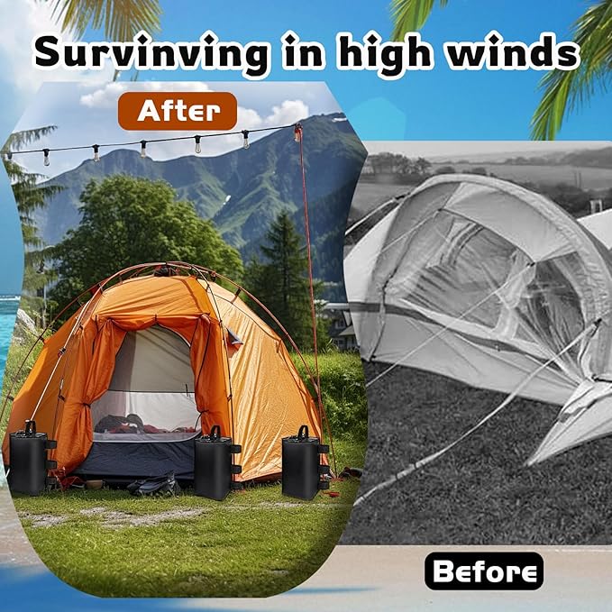 slashome 2 Pack 10L Canopy Water Weights for Wind, 44 Lb Water Bag Weights, Heavy Duty Anti-Tip Tent Stakes Leg Weight Bags for Gazebo, Pop Up Canopy, Party Tent, Market Stall (10L, 2)