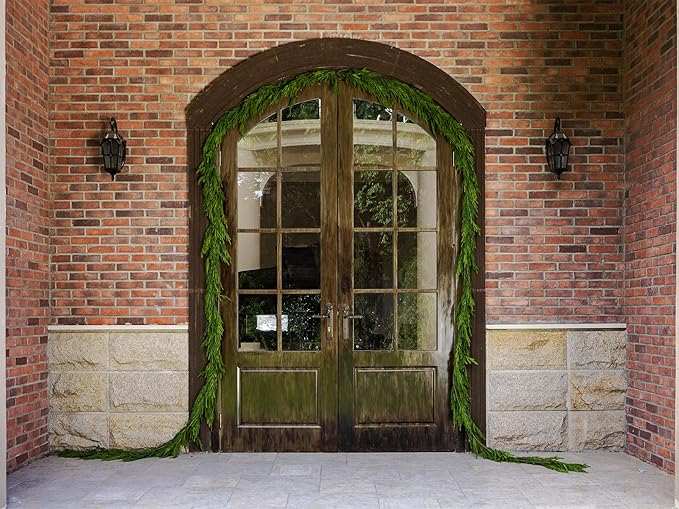 15FT Christmas Garland Real Touch Norfolk Pine Garland Winter Pine Garland for Mantle Stairs Railing Table Fireplace Wall Indoor Outdoor Holiday Xmas Decor Decoration
