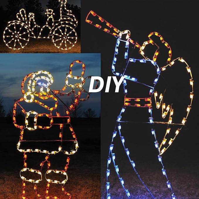 1000FT C9 Outdoor String Light Stringer, E17 Light Socket 12" Spacing, C9 Christmas Stringer Set Spool Green Light String for Wedding Patio Event Lighting Decor, Green Wire